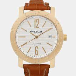 Bvlgari White 18k Yellow Gold Diagono XL BB42GL Automatic  Men's Wristwatch 42mm