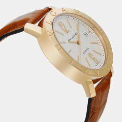 Bvlgari White 18k Yellow Gold Diagono XL BB42GL Automatic  Men's Wristwatch 42mm