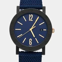 Bvlgari Blue DLC Coated Stainless Steel Rubber Bvlgari Bvlgari 103133 Men's Wristwatch 41 mm 