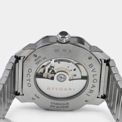 Pre Owned Bvlgari Black Stainless Steel Octo Roma 102704 Men's Wristwatch 41 mm 