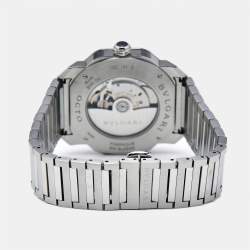 Pre Owned Bvlgari Black Stainless Steel Octo Roma 102704 Men's Wristwatch 41 mm 