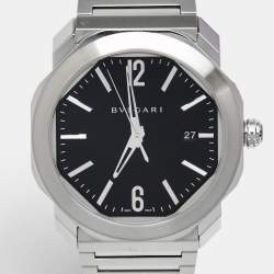 Pre Owned Bvlgari Black Stainless Steel Octo Roma 102704 Men's Wristwatch 41 mm 