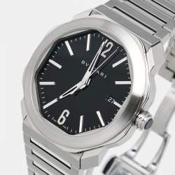 Pre Owned Bvlgari Black Stainless Steel Octo Roma 102704 Men's Wristwatch 41 mm 