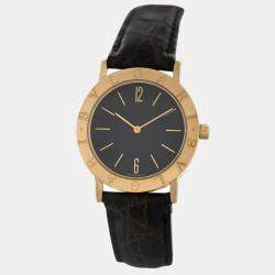 Bvlgari Black 18k Yellow Gold BB 33 GL 47 Quartz Men's Wristwatch 33 mm