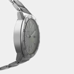 Bvlgari White Stainless Steel Solotempo 102055 Automatic Men's Wristwatch 41 mm