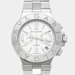 مملوكة مسبقًا Bvlgari Diagono DG40SCH Silver Dial Stainless Steel Men's Wristwatch 40 mm