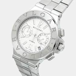 مملوكة مسبقًا Bvlgari Diagono DG40SCH Silver Dial Stainless Steel Men's Wristwatch 40 mm