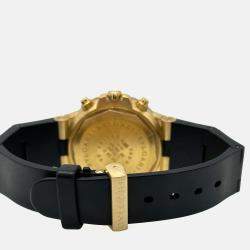 Pre Owned Bvlgari Diagono Scuba SC38G Automatic Black 18k Yellow Gold Men's Wristwatch 38 mm