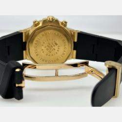 Pre Owned Bvlgari Diagono Scuba SC38G Automatic Black 18k Yellow Gold Men's Wristwatch 38 mm