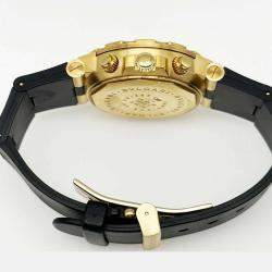 Pre Owned Bvlgari Diagono Scuba SC38G Automatic Black 18k Yellow Gold Men's Wristwatch 38 mm