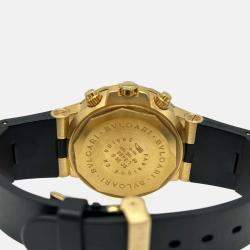 Pre Owned Bvlgari Diagono Scuba SC38G Automatic Black 18k Yellow Gold Men's Wristwatch 38 mm