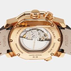 Pre Owned Bvlgari Daniel Roth Papillon Voyageur Limited Edition GMT 101835 White Dial 18K Rose Gold Alligator Leather Men's Wristwatch 43 mm