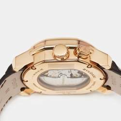 Pre Owned Bvlgari Daniel Roth Papillon Voyageur Limited Edition GMT 101835 White Dial 18K Rose Gold Alligator Leather Men's Wristwatch 43 mm