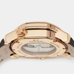 Pre Owned Bvlgari Daniel Roth Papillon Voyageur Limited Edition GMT 101835 White Dial 18K Rose Gold Alligator Leather Men's Wristwatch 43 mm