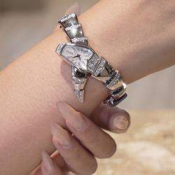 Pre Owned Bulgari Serpenti 102366 White Gold Half Diamond Quartz Watch 26 mm