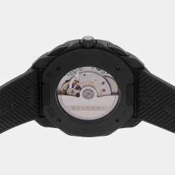 Pre Owned Bvlgari Octo Roma 103932 Automatic Chronograph Black Dial Black Steel Men's Wristwatch 42mm