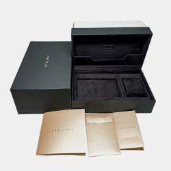 Pre Owned Bvlgari Octo Roma 103932 Automatic Chronograph Black Dial Black Steel Men's Wristwatch 42mm