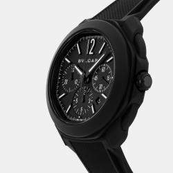 Pre Owned Bvlgari Octo Roma 103932 Automatic Chronograph Black Dial Black Steel Men's Wristwatch 42mm