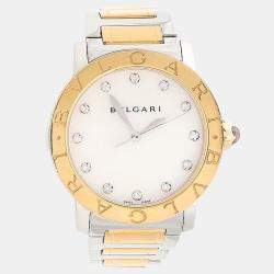 مملوكة مسبقًا Bvlgari Bvlgari BBLP37SG Automatic White Diamonds 18K Rose Gold Stainless Steel Women's Wristwatch 37mm