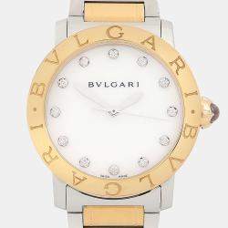 مملوكة مسبقًا Bvlgari Bvlgari BBLP37SG Automatic White Diamonds 18K Rose Gold Stainless Steel Women's Wristwatch 37mm