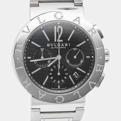 Pre Owned ساعة يد رجالية بلغاري بلغاري BB 42 SS CH  ستانلس ستيل سوداء 42 مم 