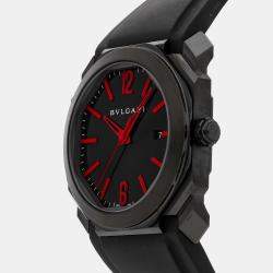Pre Owned ساعة يد رجالية بلغاري أكتو 102738 أوتوماتيك ستانلس ستيل سوداء 41 مم مستخدمة