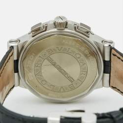 مملوكة مسبقًا Bvlgari Diagono DG40SCH Black Dial Stainless Steel Alligator Leather Men's Wristwatch 40 mm