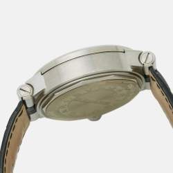 مملوكة مسبقًا Bvlgari Diagono DG40SCH Black Dial Stainless Steel Alligator Leather Men's Wristwatch 40 mm