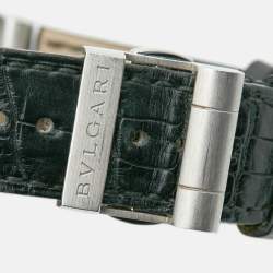 مملوكة مسبقًا Bvlgari Diagono DG40SCH Black Dial Stainless Steel Alligator Leather Men's Wristwatch 40 mm