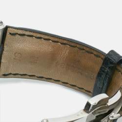 مملوكة مسبقًا Bvlgari Diagono DG40SCH Black Dial Stainless Steel Alligator Leather Men's Wristwatch 40 mm