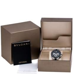 Pre Owned Bvlgari Black Ceramic Stainless Steel Rubber Diagono DG42SCCH Men's Wristwatch 42 mm