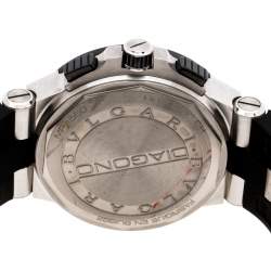 Pre Owned Bvlgari Black Ceramic Stainless Steel Rubber Diagono DG42SCCH Men's Wristwatch 42 mm