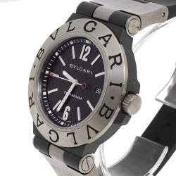 Pre Owned Bvlgari Black Carbon Fiber Titanium Rubber Diagono TI 44 TA Men's Wristwatch 44 mm