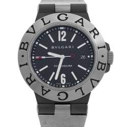 Pre Owned Bvlgari Black Carbon Fiber Titanium Rubber Diagono TI 44 TA Men's Wristwatch 44 mm