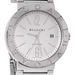 Pre Owned Bvlgari White Stainless Steel Bvlgari BB42WSSD 101381 Men's Wristwatch 42 mm