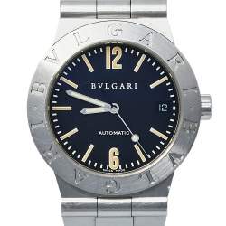 Pre Owned Bvlgari Black Stainless Steel LC 35 S Diagono Automatic Men's Wristwatch 35 MM