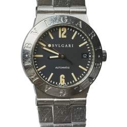 Pre Owned Bvlgari Black Stainless Steel LC 35 S Diagono Automatic Men's Wristwatch 35 MM