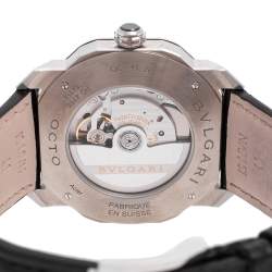 مملوكة مسبقًا ساعة يد رجالية بلغاري أوكتو روما OC41S جلد ستانلس ستيل سوداء 41 مم