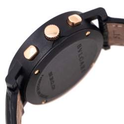 Pre Owned Bvlgari Black Carbon Rose Gold BB 38 CL CH Paris Limited Edition Men's Wristwatch 38 mm