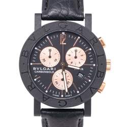 Pre Owned Bvlgari Black Carbon Rose Gold BB 38 CL CH Paris Limited Edition Men's Wristwatch 38 mm
