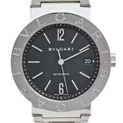 Pre Owned Bvlgari Black Stainless Steel Bvlgari BB 38 SS Auto Men's Wristwatch 38 mm