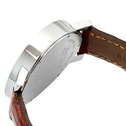 Pre Owned Bvlgari White Stainless Steel Crocodile Bvlgari BB 42 SL Men's Wristwatch 42 mm