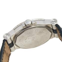 Bvlgari White 18K White Gold Alligator Leather Diagono Men's Wristwatch 35 mm