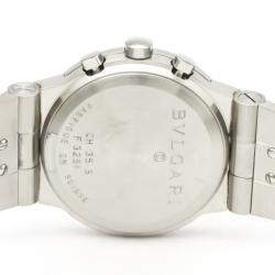 Bvlgari Black Stainless Steel Diagono Quartz Chronograph CH35S Men's Wristwatch 35 MM