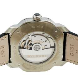 Pre Owned Bvlgari Black Stainless Steel Alligator Octo Roma 103084 Men's Wristwatch 41 mm