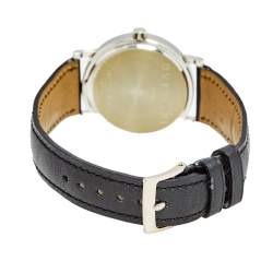 Pre Owned Bvlgari Black Stainless Steel Leather Bvlgari BB 33 SL PS Men's Wristwatch 33 mm