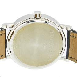 Pre Owned Bvlgari Black Stainless Steel Leather Bvlgari BB 33 SL PS Men's Wristwatch 33 mm