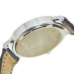 Pre Owned Bvlgari Black Stainless Steel Leather Bvlgari BB 33 SL PS Men's Wristwatch 33 mm
