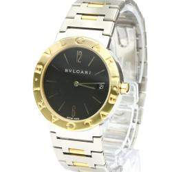 Pre Owned Bvlgari Black 18K Yellow Gold And Stainless Steel BB33SG Men's Wristwatch 33 MM