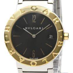 Pre Owned Bvlgari Black 18K Yellow Gold And Stainless Steel BB33SG Men's Wristwatch 33 MM